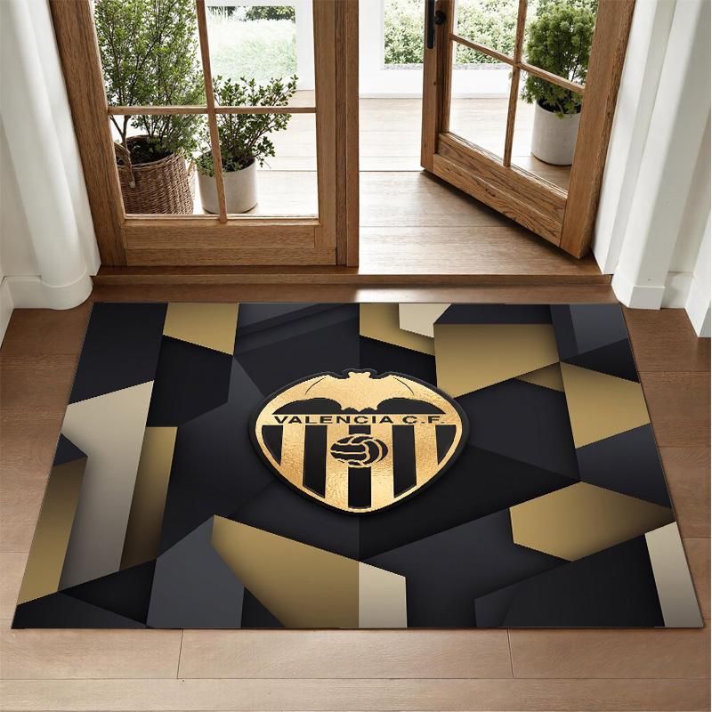Valencia FC Design Crystal Velvet Rug Soft Decorative Mat for Bedroom Entrance