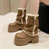 Fur Super High Heels Women High Boots Brand Platform Plush Warm Leather Shoes Winter 2025 Trend Goth Chelsea Fashion Botas Mujer