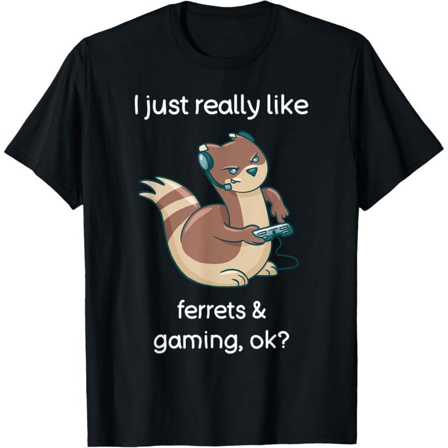 Funny Ferret Lover Gamer Shirt I Love Video Gaming Ferret T-Shirt