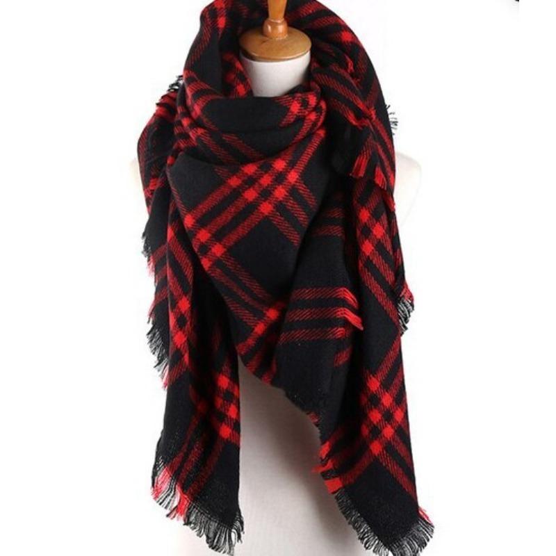 The Same Colorful Plaid Imitation Cashmere Large Square Scarf, a Women's Trend Scarf