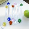 Star Coffee Spoon Colorful Crystal Glass Tea Spoons Long Handle Mixing Round Spoon Dessert Cake Scoops Kitchen Tableware