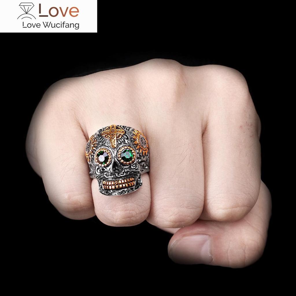 316l Нержавеющая сталь Череп Готический Религиозный Крест Мужские Кольца Панк-Рок Готический Для Байкера Мужчин Мальчик Ювелирные Изделия Аксессуары Подарок