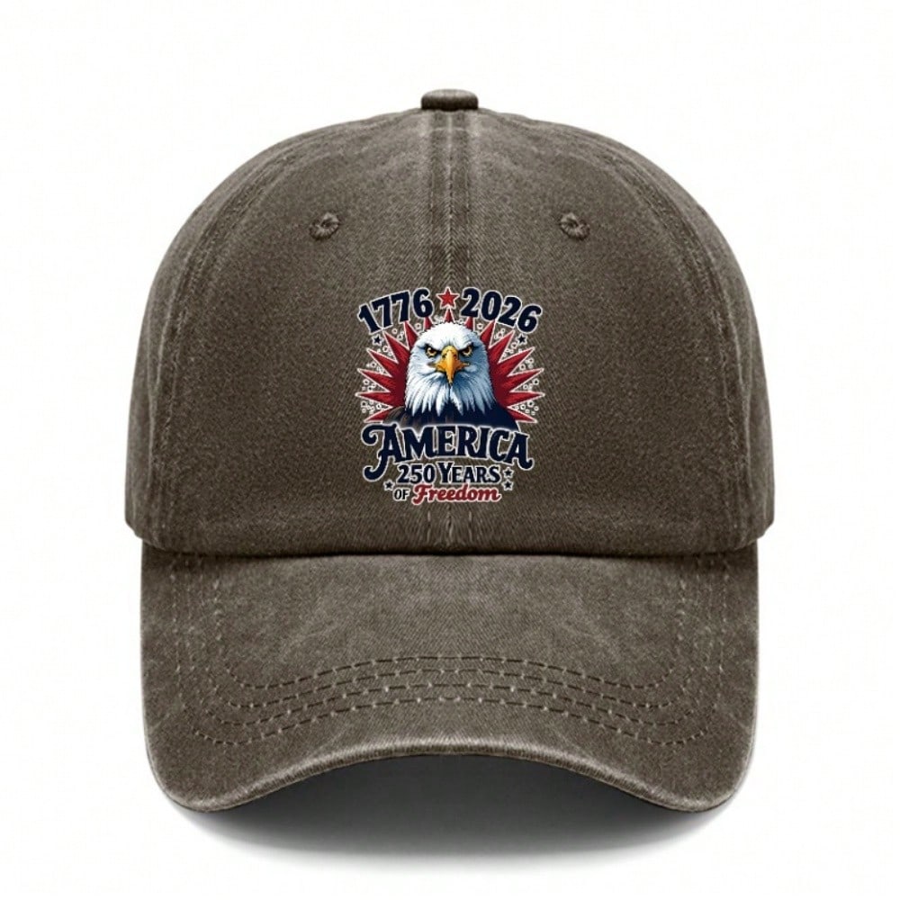 Patriotic Baseball Cap - 250Th Anniversary USA Patriotic Eagle Print Polyester Adjustable Breathable Lightweight Curved Brim Sun Protection Casual