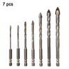 7pcs Eccentric Drill Bits for Professional Glass Tile Drilling Tasks