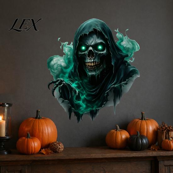 Indoor Wall Mural Halloween Theme Sticker, Horror Skull Decal, Waterproof Self-adhesive Adhesive Decor Art, for Home Living Room Bedroom And