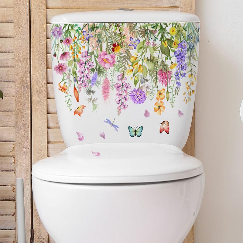 Различные зеленые растения, цветы, настенные наклейки, декор для ванной комнаты, туалета, наклейки для гостиной, кабинета, украшение дома, самоклеящаяся фреска