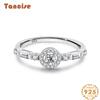 Tancise Classic 925 Sterling Silver Zircon Ring Ladies Jewelry Wedding Promise Party Gift