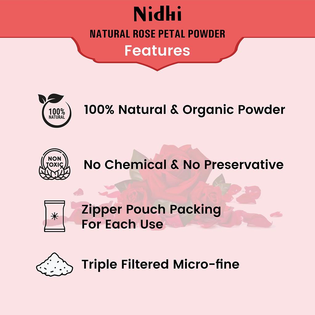 Порошок из лепестков розы Nidhi Pure для лица и кожи (100г)