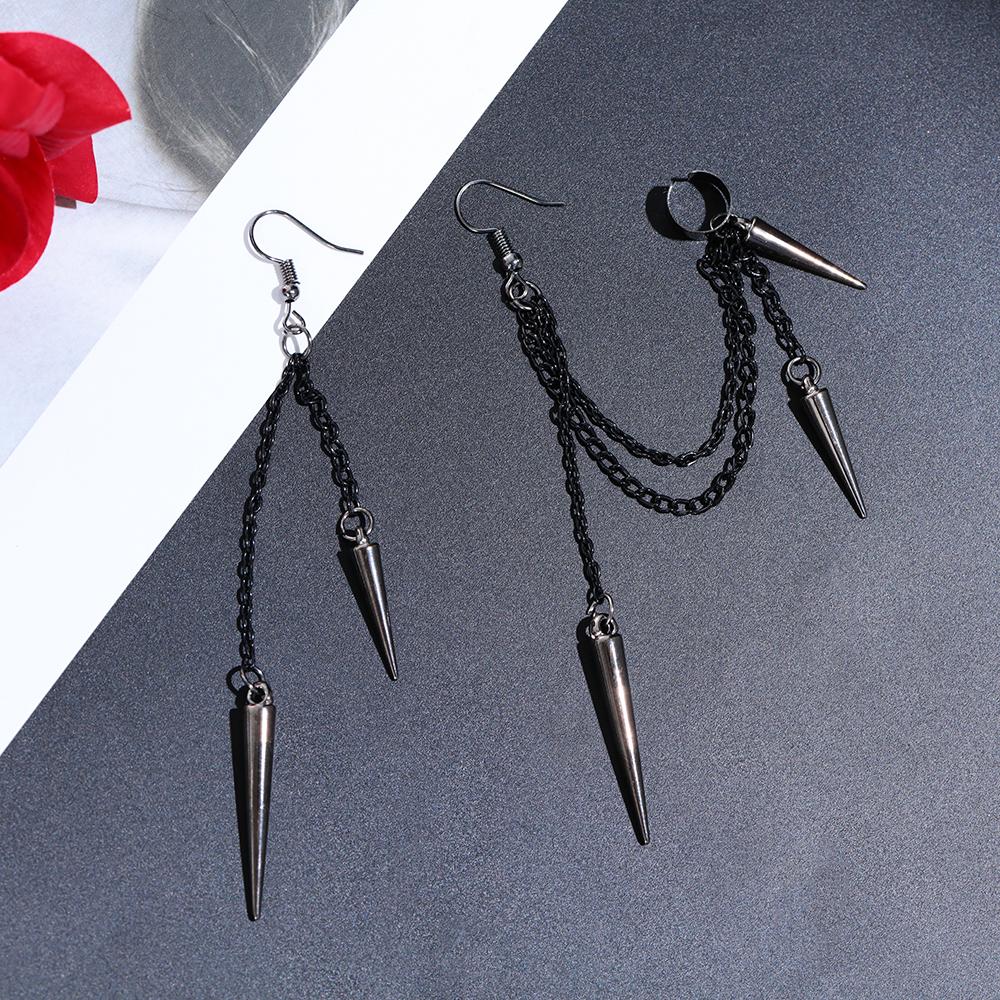 1 pair Vintage Party Drop Hip Hop Gothic Long Tassel Ear Stud Punk Earrings Rivet Ear Clip