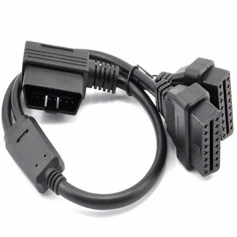 New OBD 2 II 50cm 16 Pin Right Angle Y Splitter Extension Cable for Diagnostic Tool