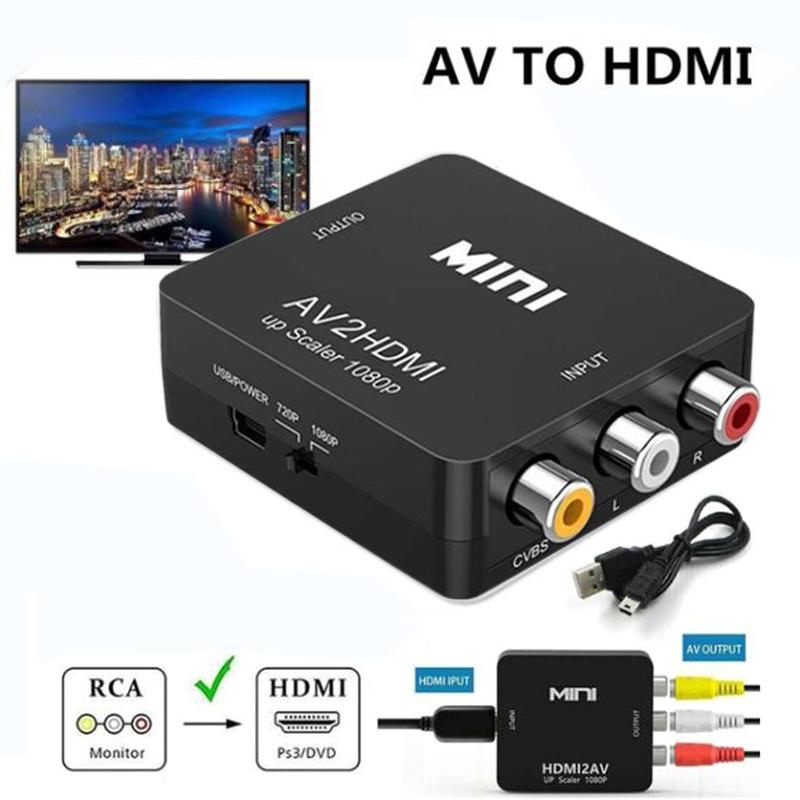 1Pc Latest Composite Av 2 Hdmi Converter 1080P Versatile Mini Rca Av To Hdmi Converter Adapter