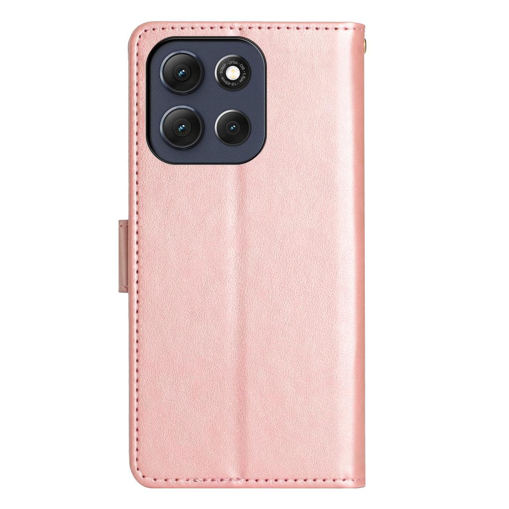 For Motorola Moto G56 5G Leather Wallet Case Butterfly Flower Imprint Phone Cover with Strap
