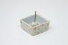 Square incense burnerincense holder with Miyako-Wasure pattern, Mino ware, Japanese ceramic