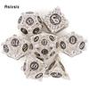 7 Pcs White Black Metal Dice Hollow Metal Polyhedral Dice Set Suitable for Role-Playing RPG Board Game Card Game