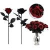 Black and White Roses Cemetery Roses Long Stem with Leaves Black Bouquet