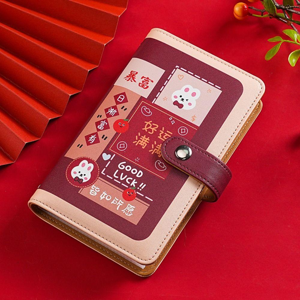 Portable Saving Money Binder PU Leather Account Book Cash Budget Binder New Year's Gift