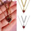 Valentine's Day Gift Couple Necklaces Trendy Matching Necklace Vintage Heart and Sword Necklace