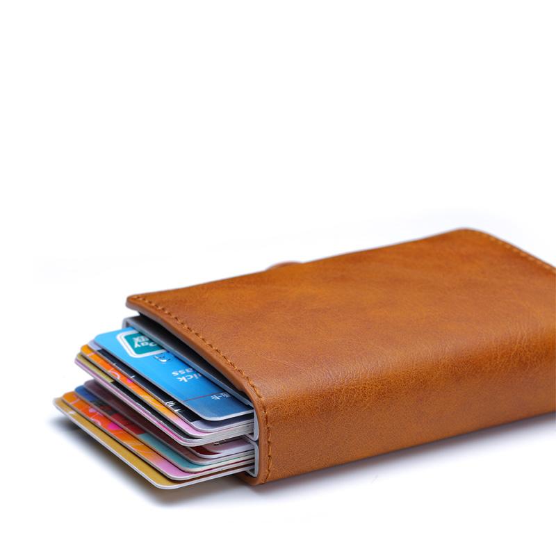 Карбон RFID-блокировка Защита Мужской Держатель для кредитных карт Кошелек Кожа Металл Алюминий Бизнес Держатель для банковских карт Чехол