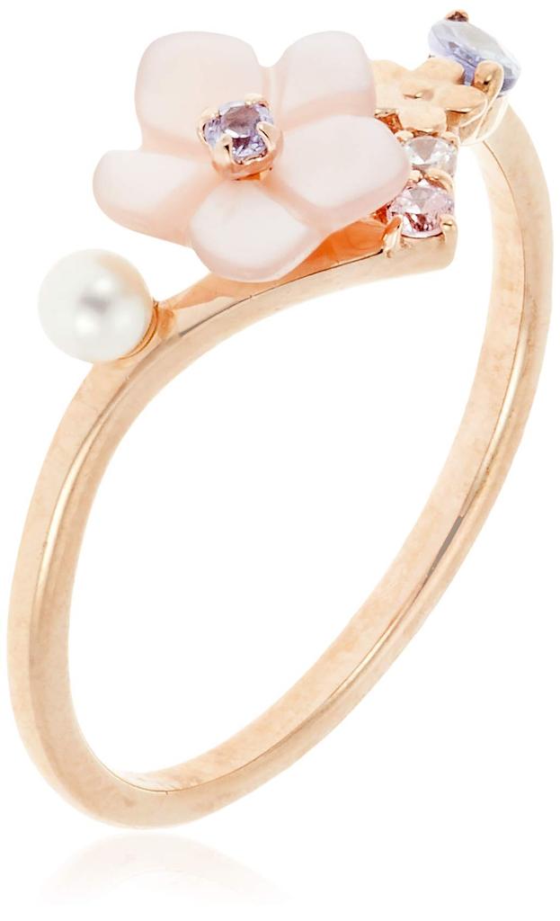 BLOOM 10K Pink December Birth Christmas Japanese Size 9 [Official] Women's Ring, Gold, Flower, Rose, 0168-9953-0019-0009,