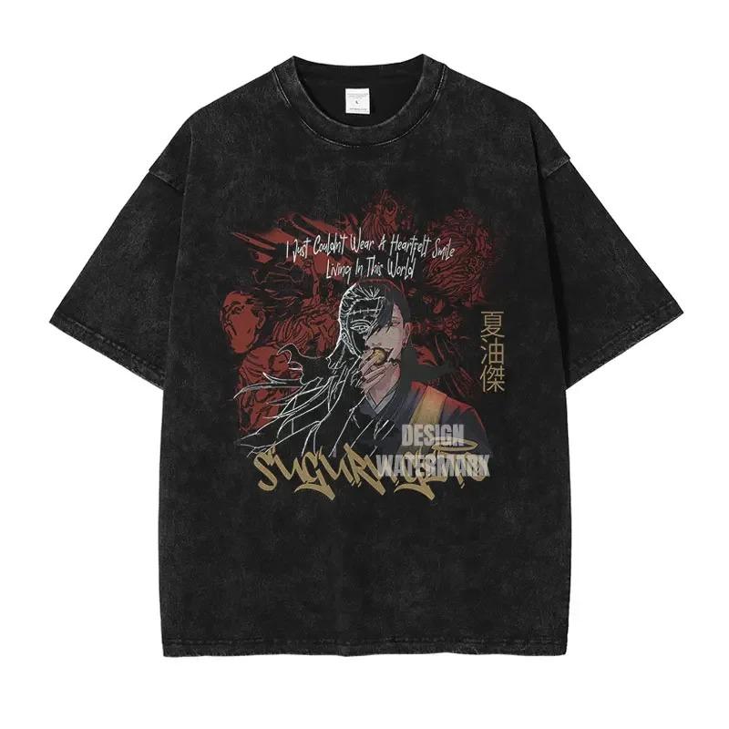 Anime J-Jujutsu K-Kaisen T Shirts Vintage Washed CHOSO T-shirt Oversize Short Sleeve Fushiguro Toji Gojo Saturo Itadori Tees Men