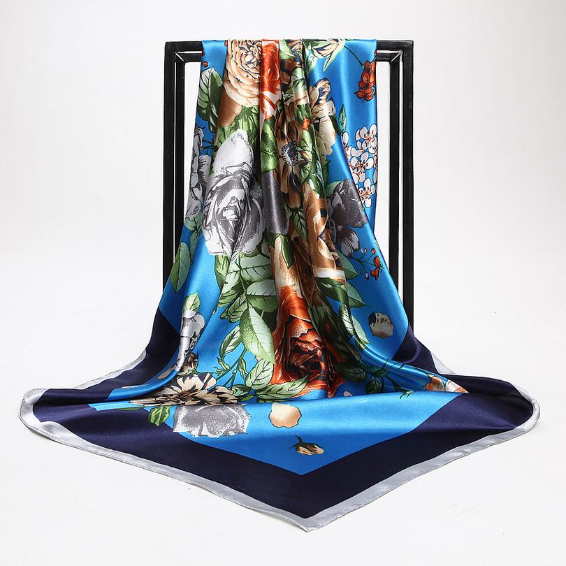 [BYSIFA] China Style Blue White Silk Scarf Cape  New Design Ladies Muslim Head Scarf Printed Fashion Accessories Satin Scarf