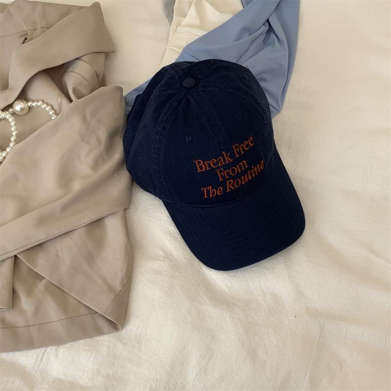 Retro Coffee~ Soft Top Versatile Letter Embroidery Face Small Baseball Cap Women'S Cotton Sunscreen Cap
