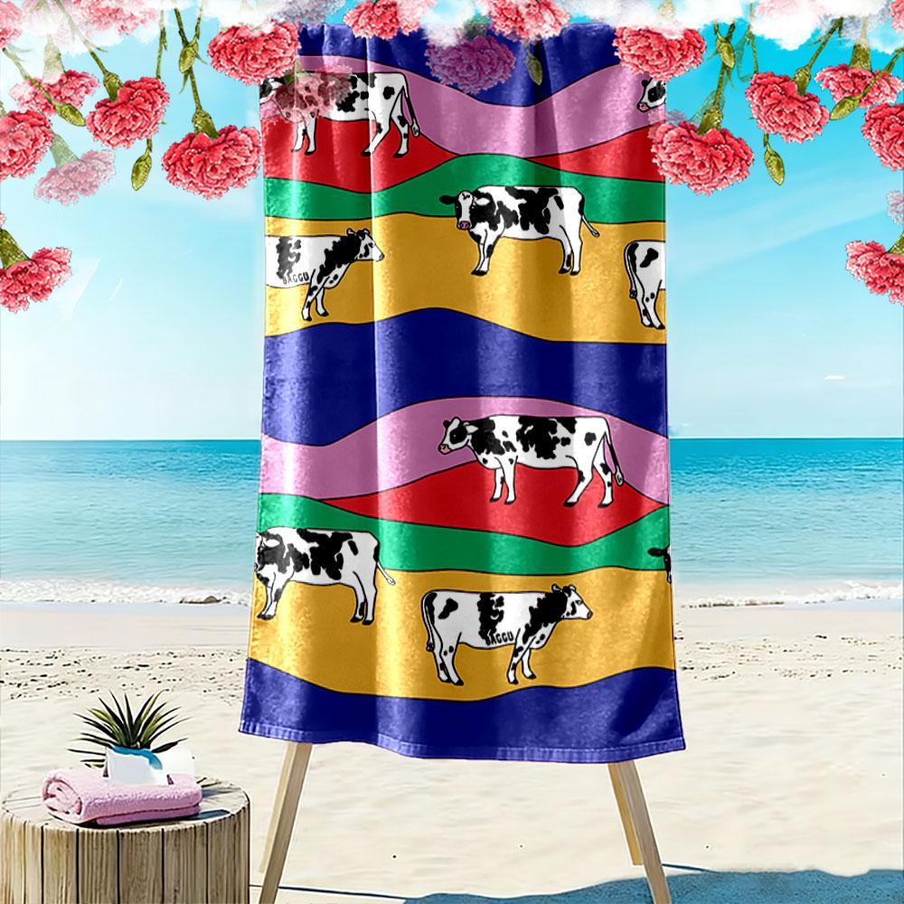 Colorful Cow Pattern Beach Towel Beach Towel Quick-drying for Travel Outdoor Sports Jogging Beach and Swimming