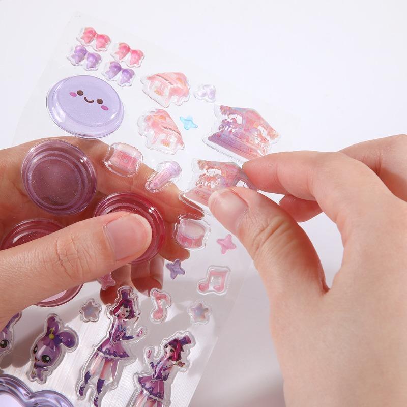 Glow In The Dark 3D Crystal Embossed Stickers Luminous Stacking Toy DIY Splicing Decorative Ornaments for Children Handmade