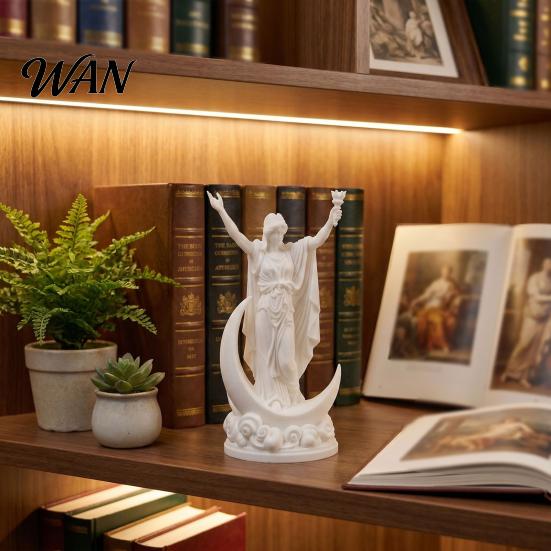Minimalist Desktop Sculpture 3D Printed Greek Goddess Figurine, Crescent Statue, Resin Small Decorative Statue Ornaments for Home Office Bookshelf