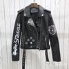 Женская куртка из искусственной кожи 2021 года с заклепками и молнией, 3D-принт с изображением мотоцикла