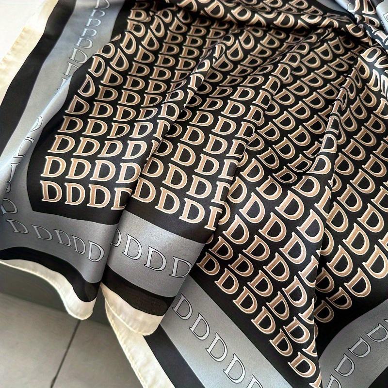 1pc New Arrivals Silk Feel 'd' Letter Printed Bandana for Women, Can Be Used As Scarf, Waistband, Bag Accessory, Headband, Fashion Silk Scarf Bandana
