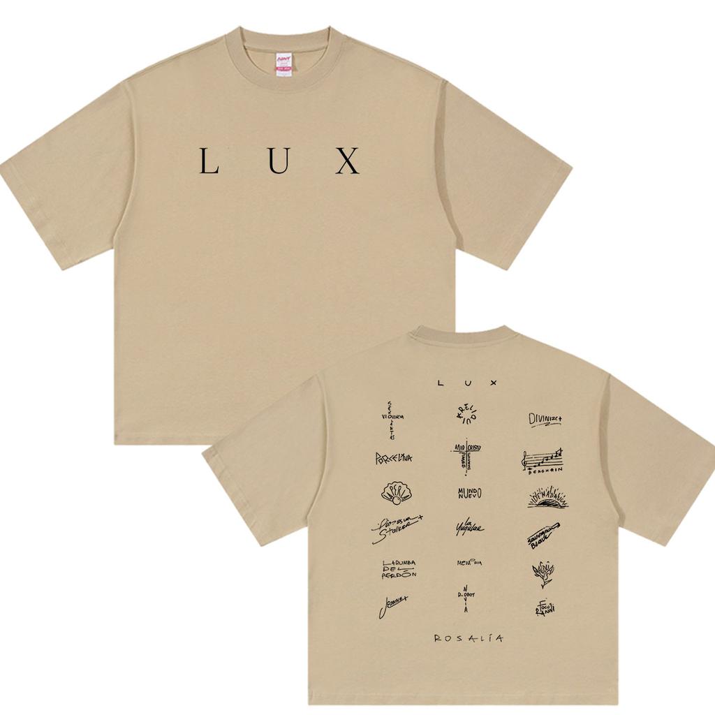 Rosalia Lux Tour Album 2026 Letter Print T Shirts Unisex Women Clothing Fashion Cotton Short Sleeve T-shirt Retro High Quality Tees
