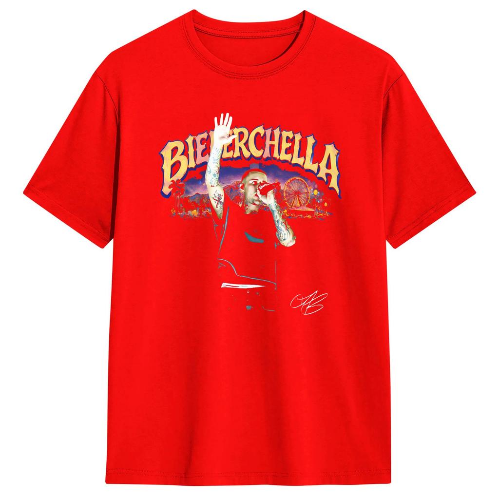 Unisex Womens T Shirt JJustins BBiebers Bieberchella Poster TShirts Fashion Summer Tee Shirt Casual Cotton Clothes Plus Size