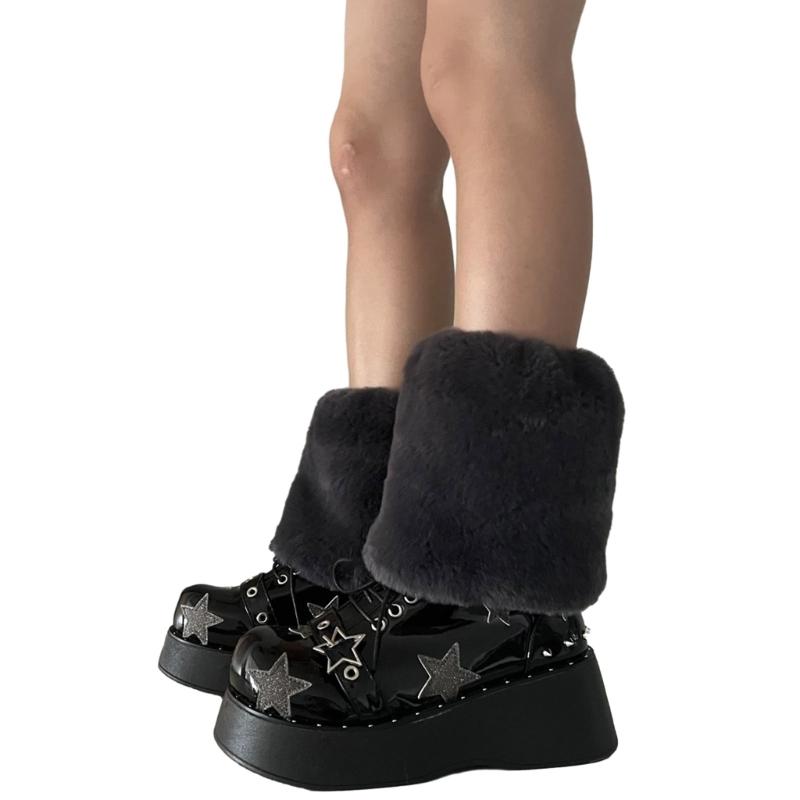 Женские меховые гетры, зимние меховые длинные сапоги с манжетами, нечеткие бахилы, праздничный костюм для праздника, фестиваля, выступлений, игр