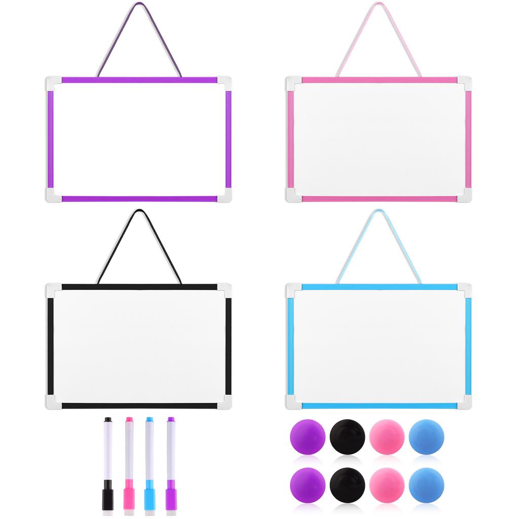 4 Pcs Dry Erase Whiteboard 8 X 12'' Magnetic White Board A4 Magnetic Double-Sided Dry Erase White Board Easel With Lanyard Includ