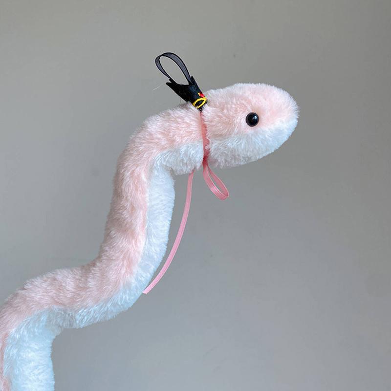 Cute Creative Snake Plush Toy Cartoon Small Pink Snake Soft Stuffed Doll Wristband Room Ornament Year Mascot Decoration Gift