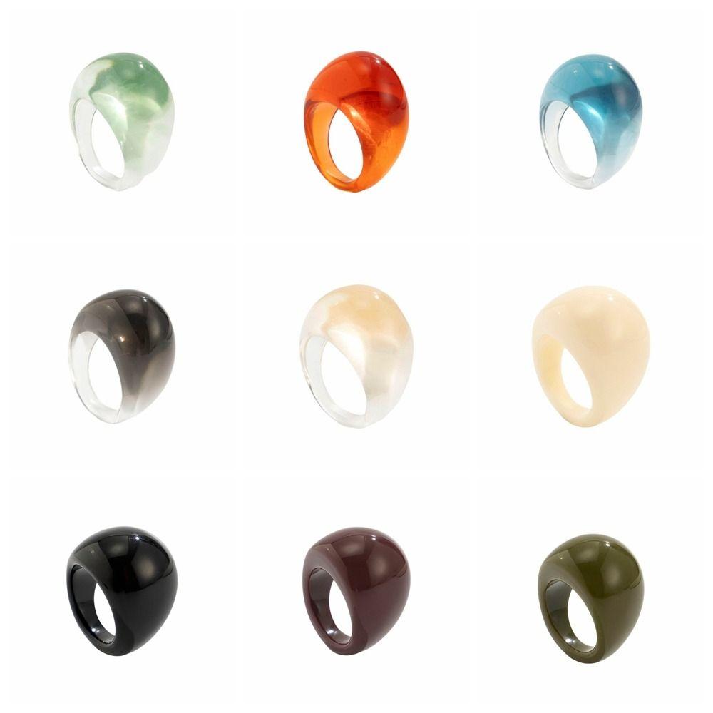Dome Transparent Resin Ring Multicolour Irregular Ring Unique Acrylic Geometric Ring Jewelry