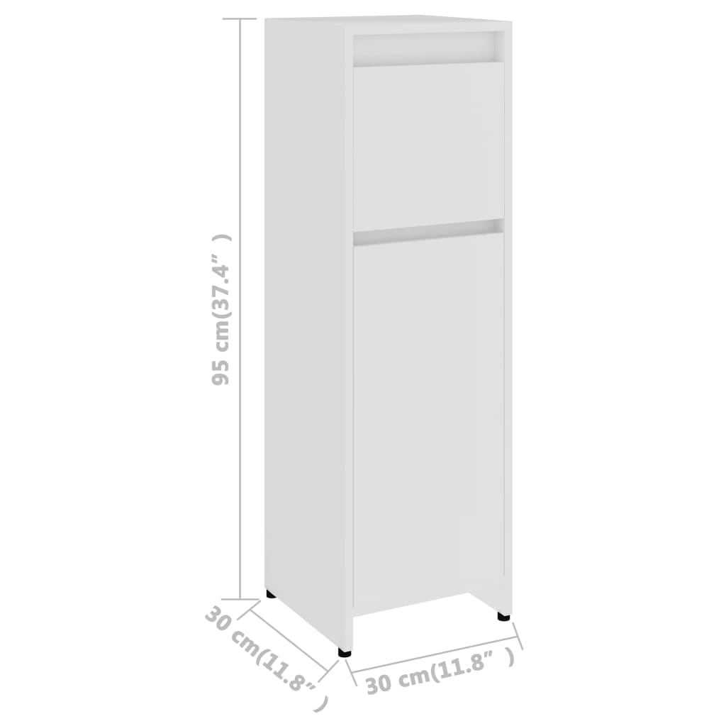 3 Piece Bathroom Furniture Set White Particleboard