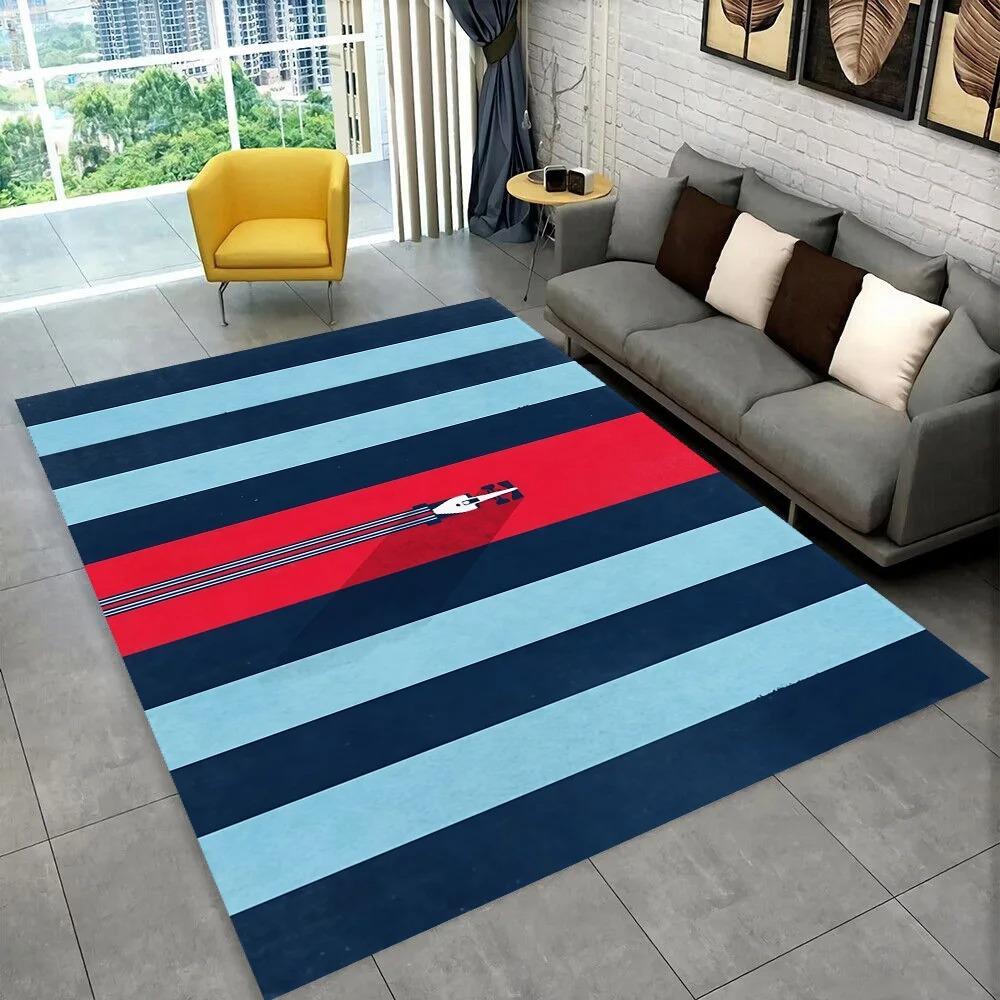 Коврик с логотипом Martini Racing Team Винтажный Логотип Декор для Дома Красно-Синяя Полоска Спортивная Гостиная Напольный Коврик Коврики для Спальни