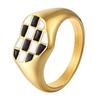 Love Enamel Checkerboard Ring Women's Niche Fashion High-end Finger Ring, Titanium Steel Electroplating Design Sense