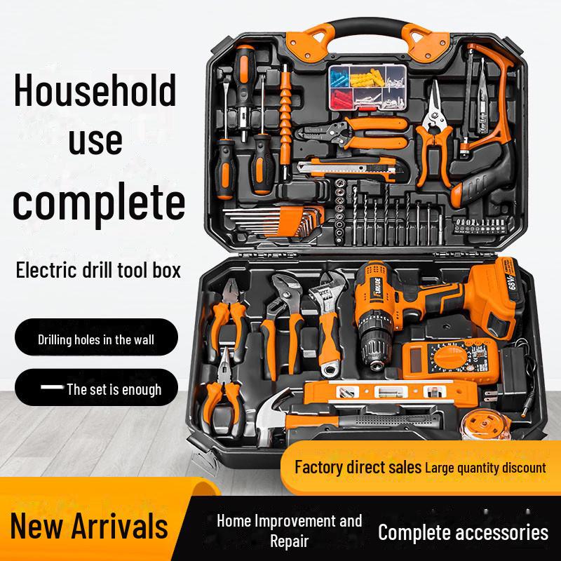 Портативный многофункциональный набор инструментов: Комплект для электрики, деревообработки и ремонта с ящиком для инструментов