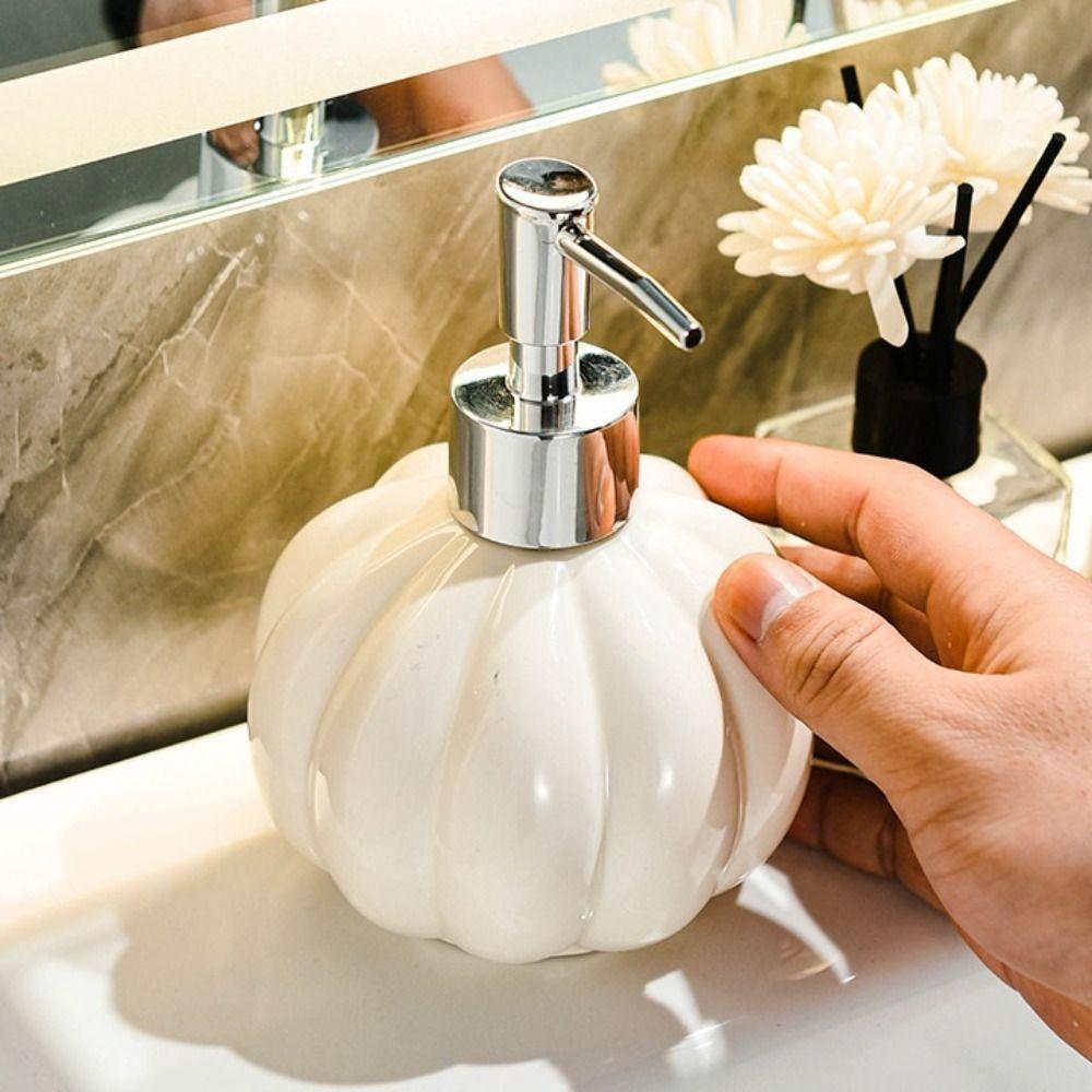 Pumpkin Shape Liquid Soap Dispenser Ceramic Pump Bottle Minimalism Foam Dispenser Kitchen
