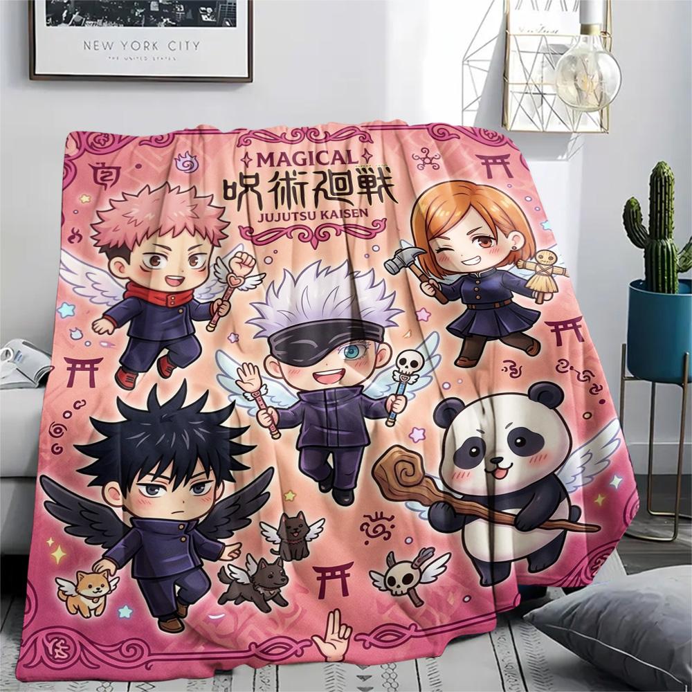 1PC Jujutsu Kaisen Patterned Flannel Blanket Suitable For All Seasons For Home Decor Warmth And Comfort Gifts Holiday Present