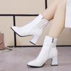 2024 Fashion Women's Shoes Side Zipper Women's Boots Pointed Warm and Elegant Buckle High Quality Short Fleece Ankle Boots