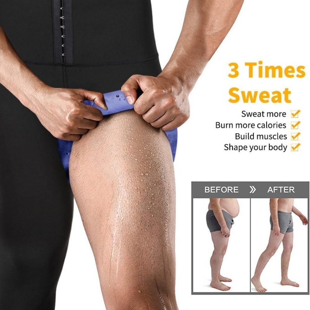 Compression Fit Body Shaper Hot Thermo Men Loss Leggings Sweat Absorption Pants  Sauna Use