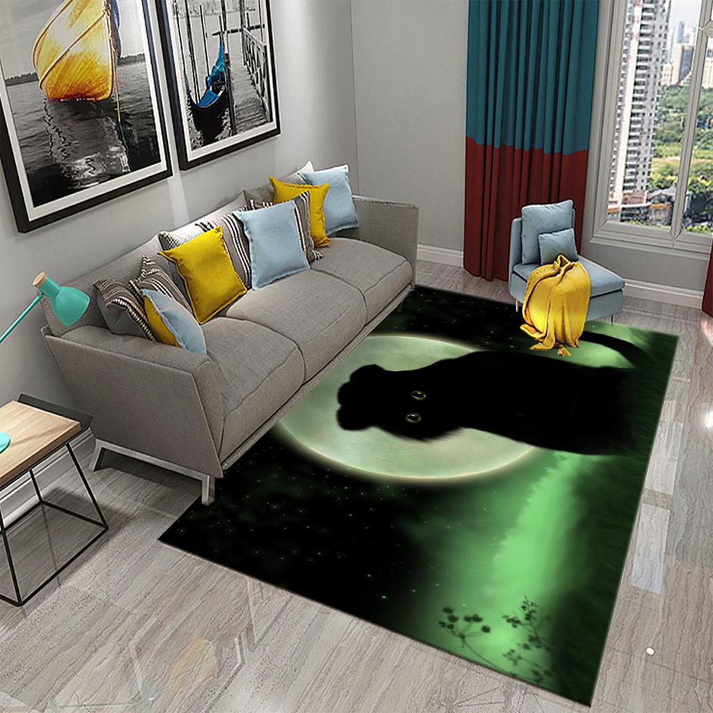 Коврик для спальни, коврик для ванной комнаты, домашний декор, нескользящий дверной коврик, милый загадочный ковер с черным котом, ковер для гостиной