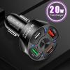 4 Ports Fast Charge Cigarette Lighter USB Charger PD20W+Type-C+2USB(QC3.0+3.1A) Car Phone Charger for Mobile And Other Devices