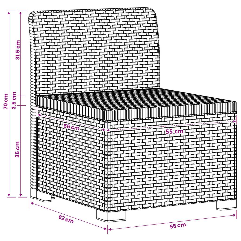 3 Seater Garden Sofa Rattan Look PP Anthracite