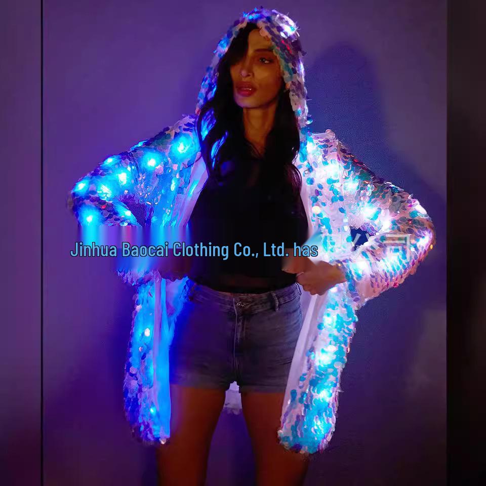 Светящаяся блестками куртка LED - Креативный костюм для выступлений для ночных клубов и интернет-знаменитостей