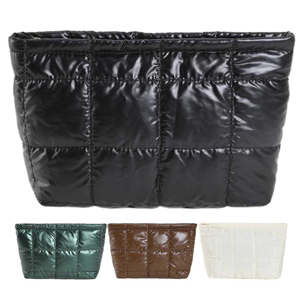 Женская косметичка, мягкая стеганая сумка для хранения макияжа, большая вместимость, органайзер для косметики, однотонная стеганая сумка-клатч